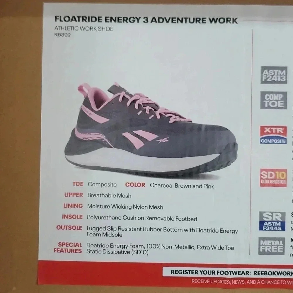 Reebok Floatride Energy 3 Adventure Work SD Comp Toe Women's Size 10W New - Picture 12 of 15
